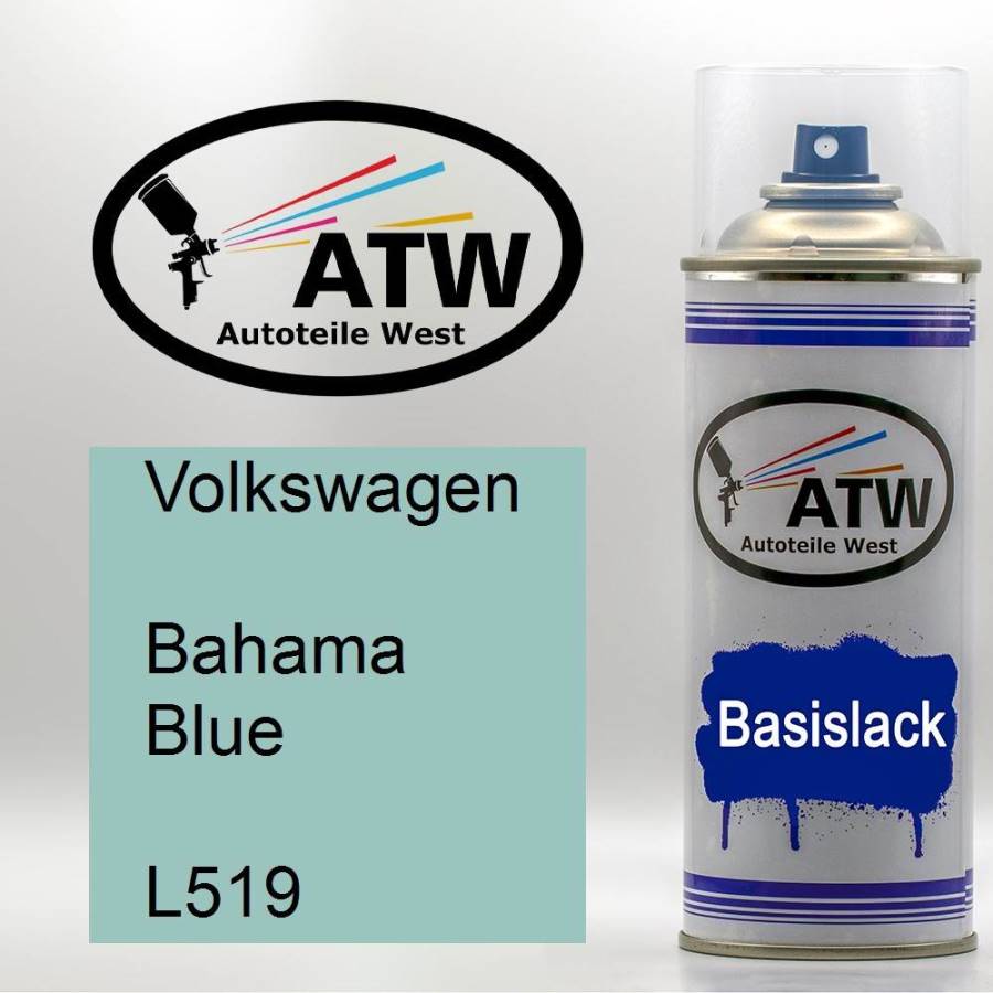 Volkswagen, Bahama Blue, L519: 400ml Sprühdose, von ATW Autoteile West.